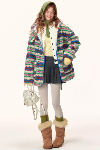 Imitation Cashmere Hooded Jacket