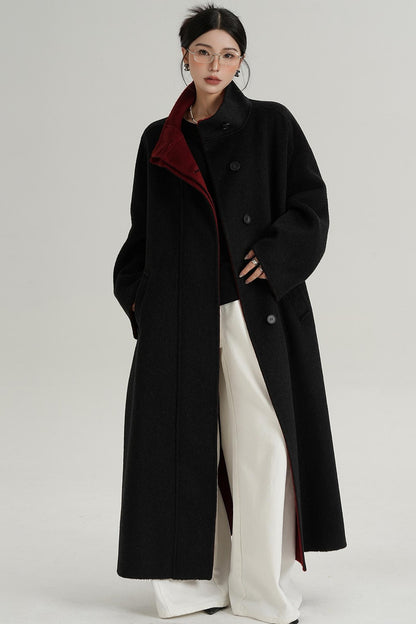 Casual Double-Sided High Neck Wool Coat
