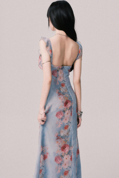 French V-Neck Halter Dress