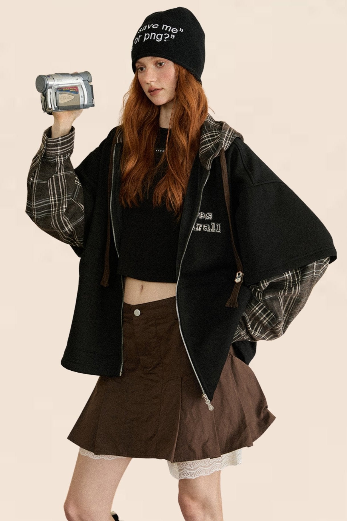 Vintage Plaid Patchwork Varsity Coat