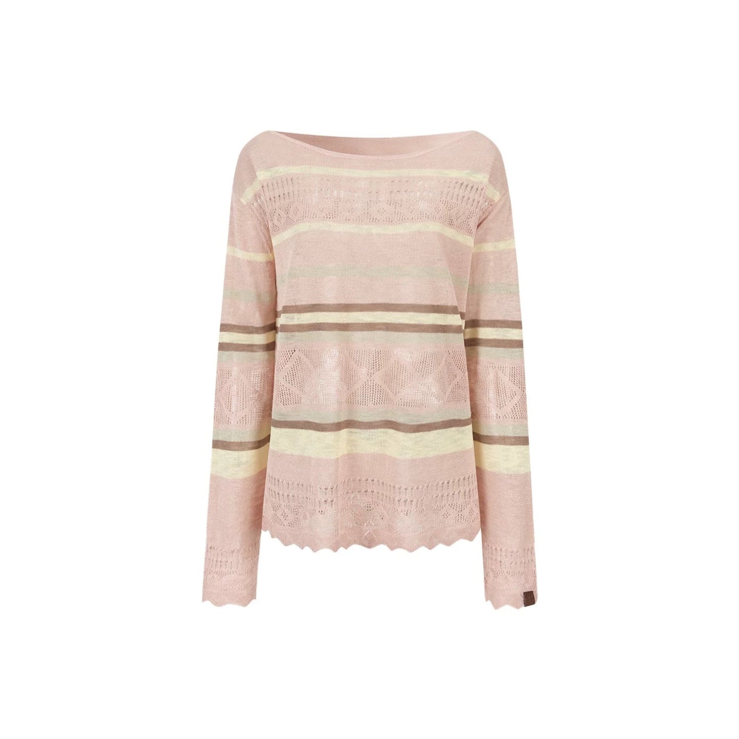 Color-Blocked Striped Knit Blouse