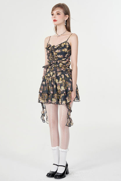 Dreamy Floral Ruffle Halter Dress