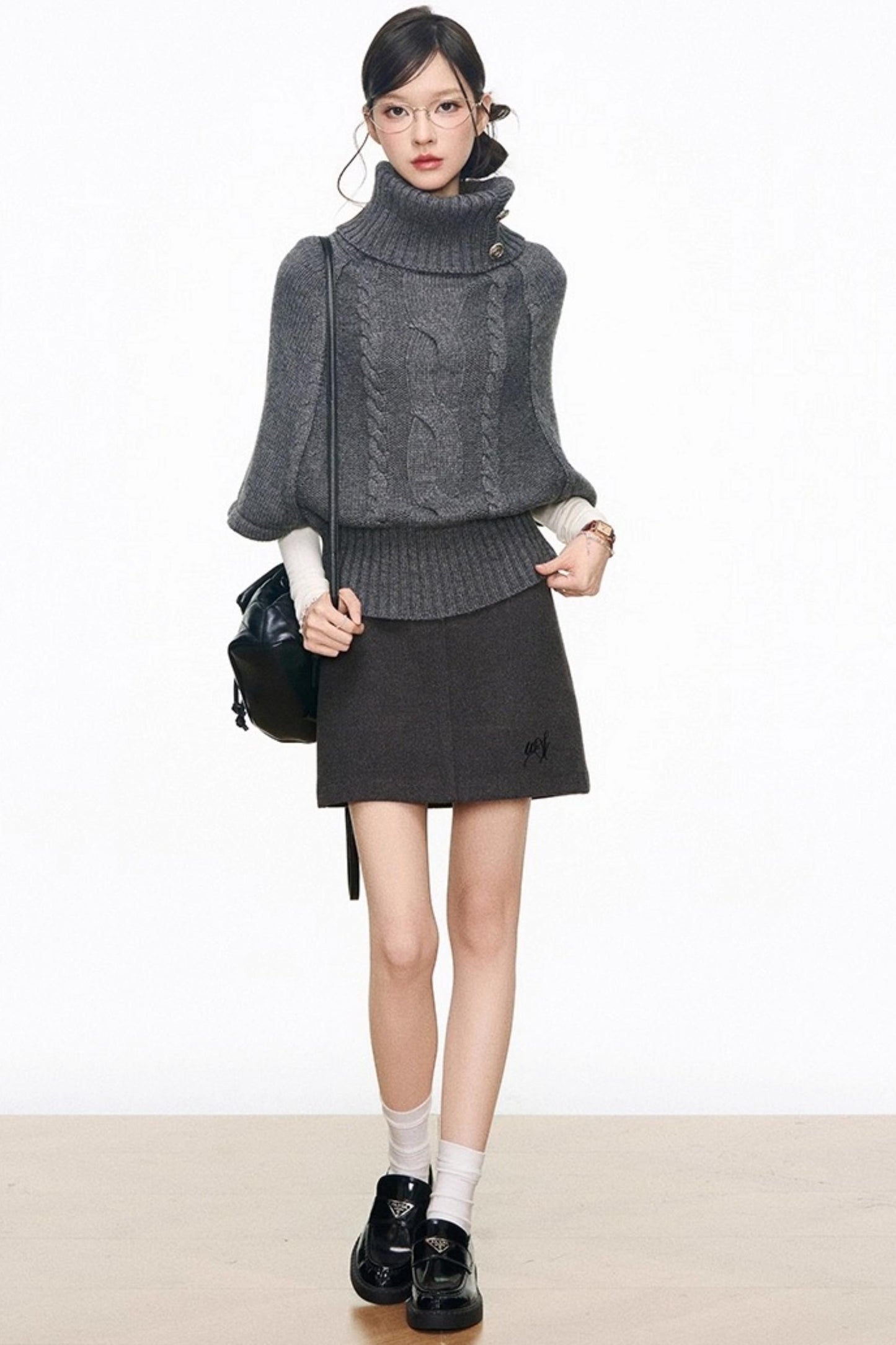 Silver Button Knitwear Dress Set-Up