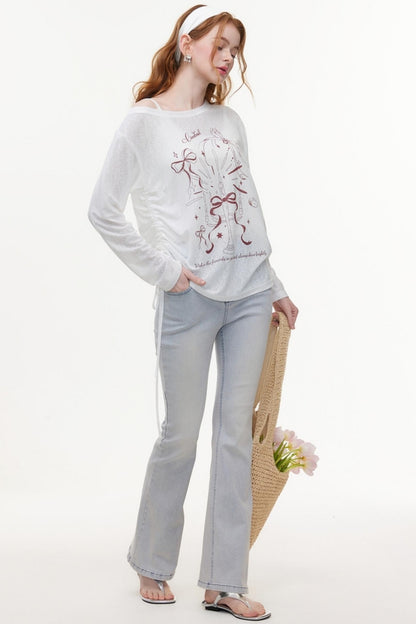 Casual Knit Fabric Graphic T-Shirt