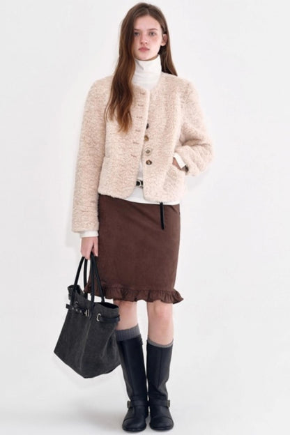 Rainbow Candy Button Shearling Jacket