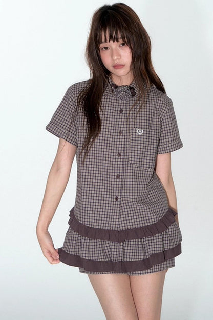 Original Plaid Doll Collar Two-Piece Set-Up