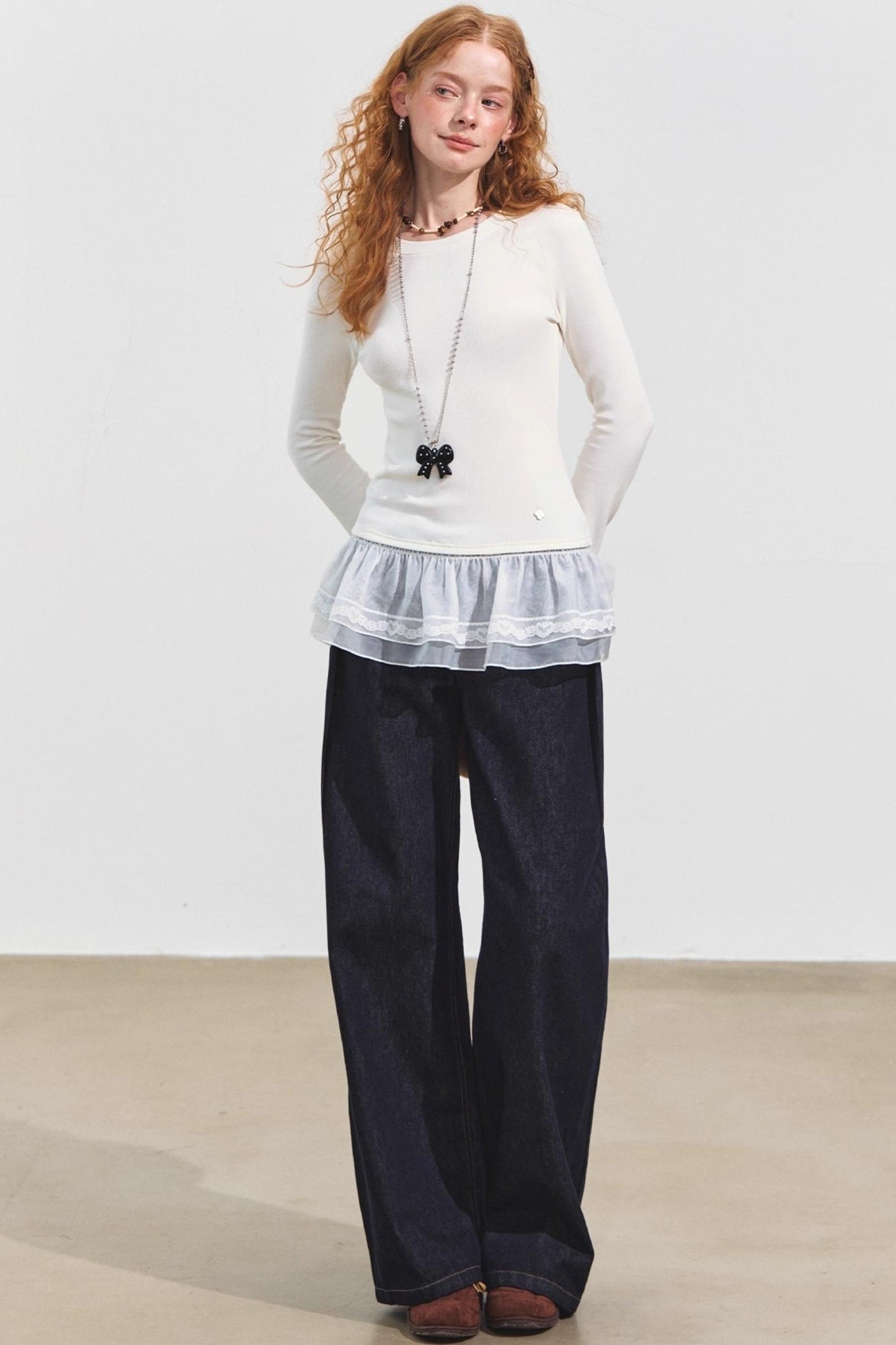 Denim Pleated Pants