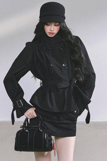 French Style Two-Piece Coat Skirt Set-Up
