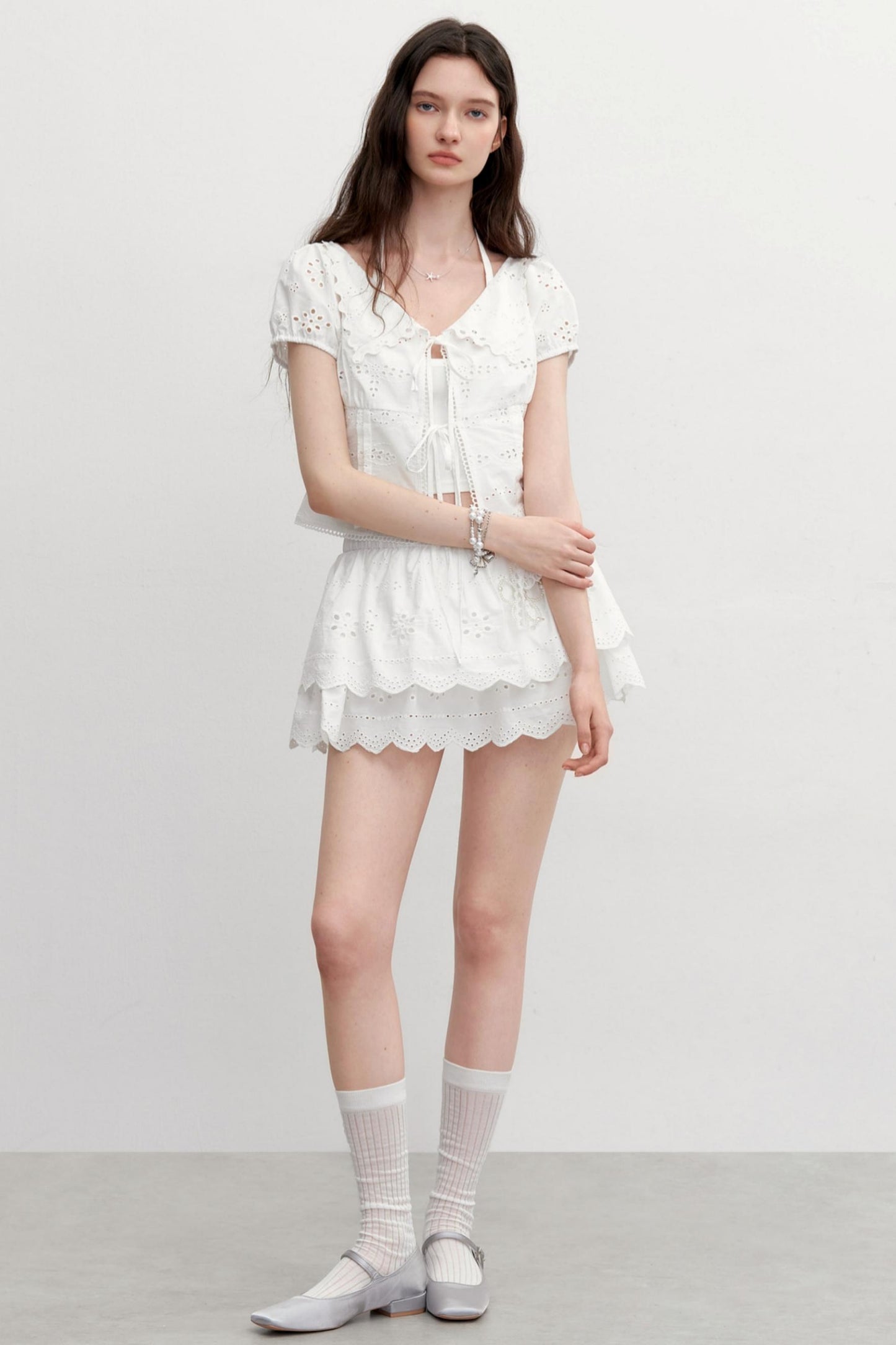 Vintage Lace Flower Asymmetrical Skirt Set-Up