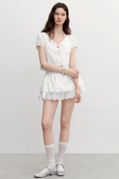 Vintage Lace Flower Asymmetrical Skirt Set-Up