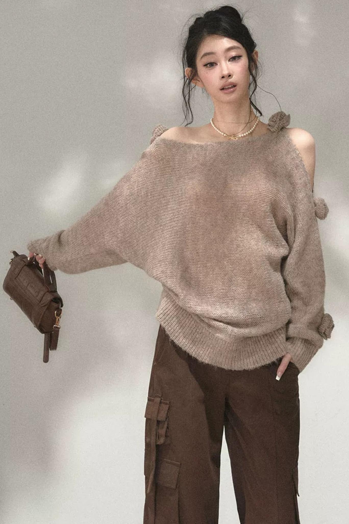 Asymmetrical Wool Mohair Knit Top
