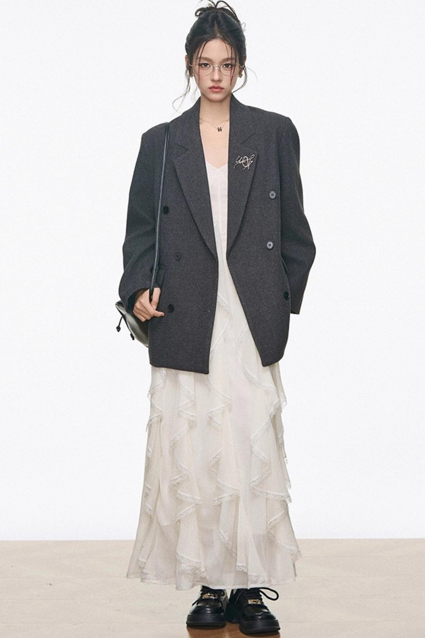 Casual Woolen Blazer Dress Set-Up