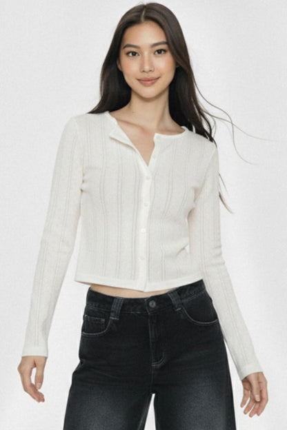 White Stripe Jacquard Top