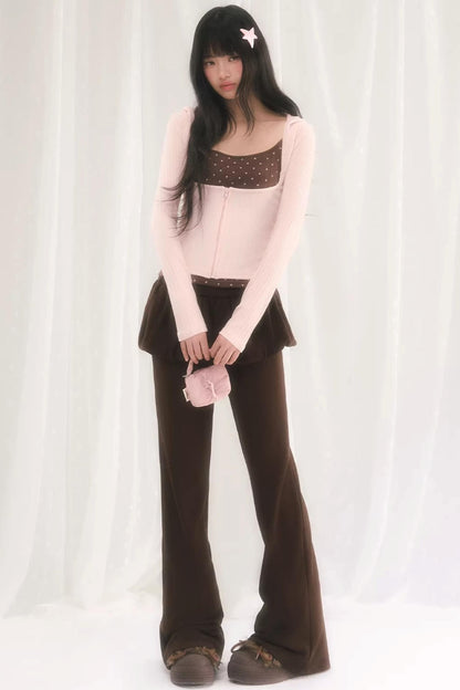 Cat Ear Hooded Cardigan Set-Up