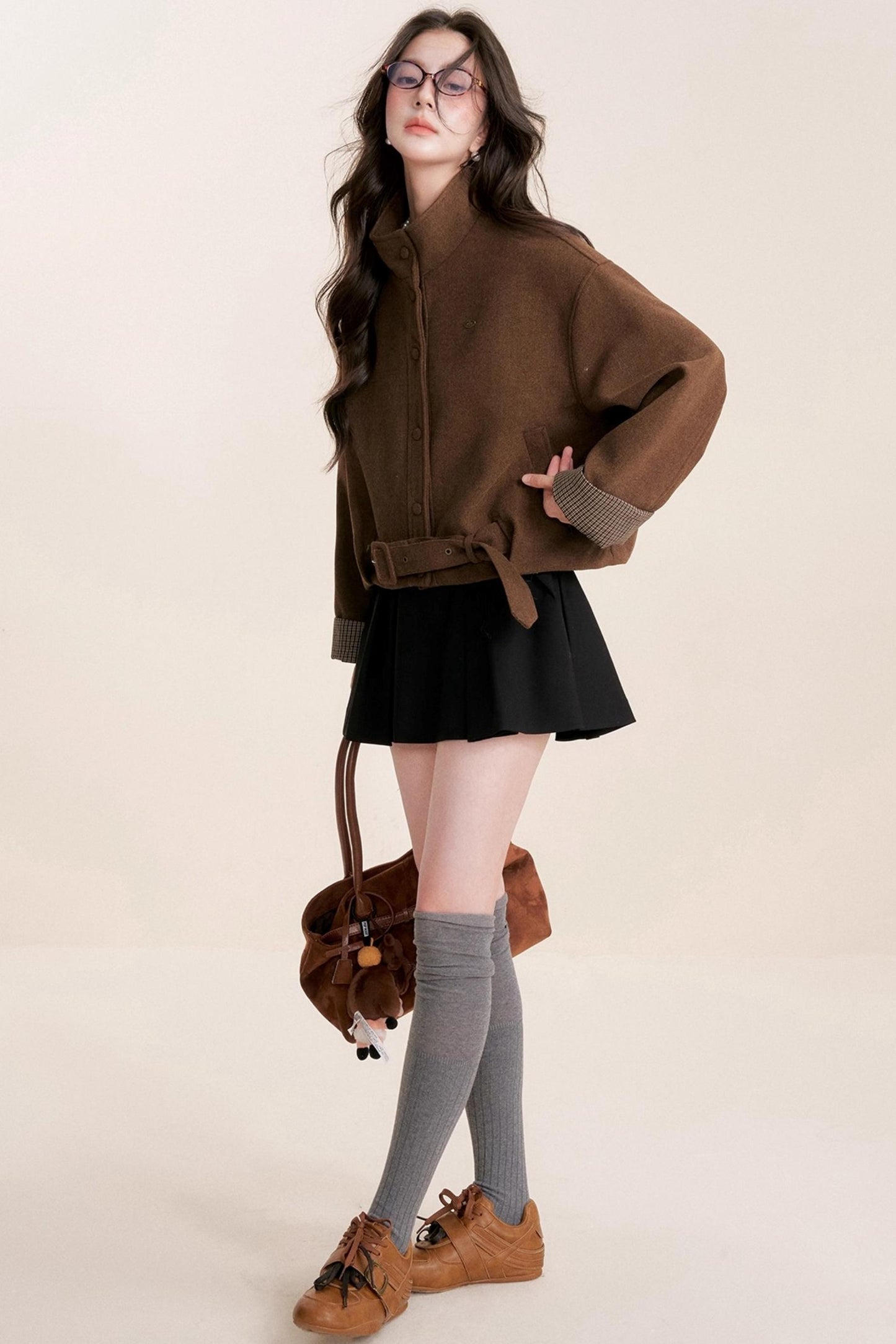 Caramel Check Woolen Jacket