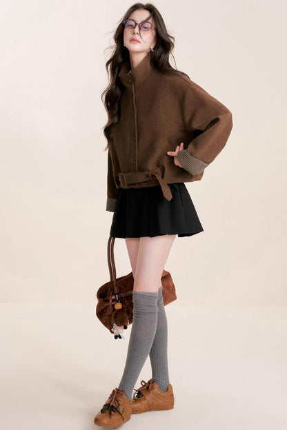 Caramel Check Woolen Jacket