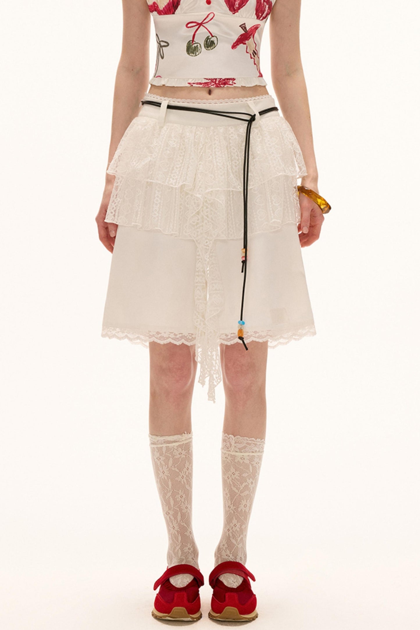 White Lace Layered Casual Shorts