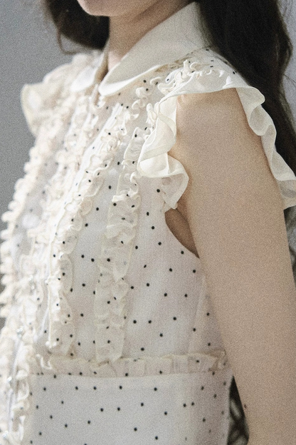 Ruffled Polka Dot Chiffon Blouse