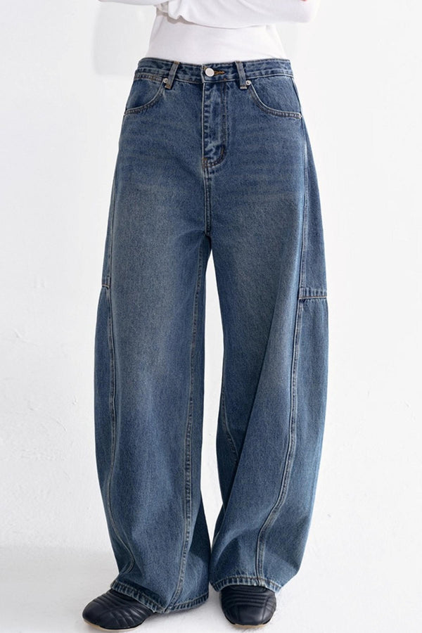 Loose Scimitar Split Brushed Jeans