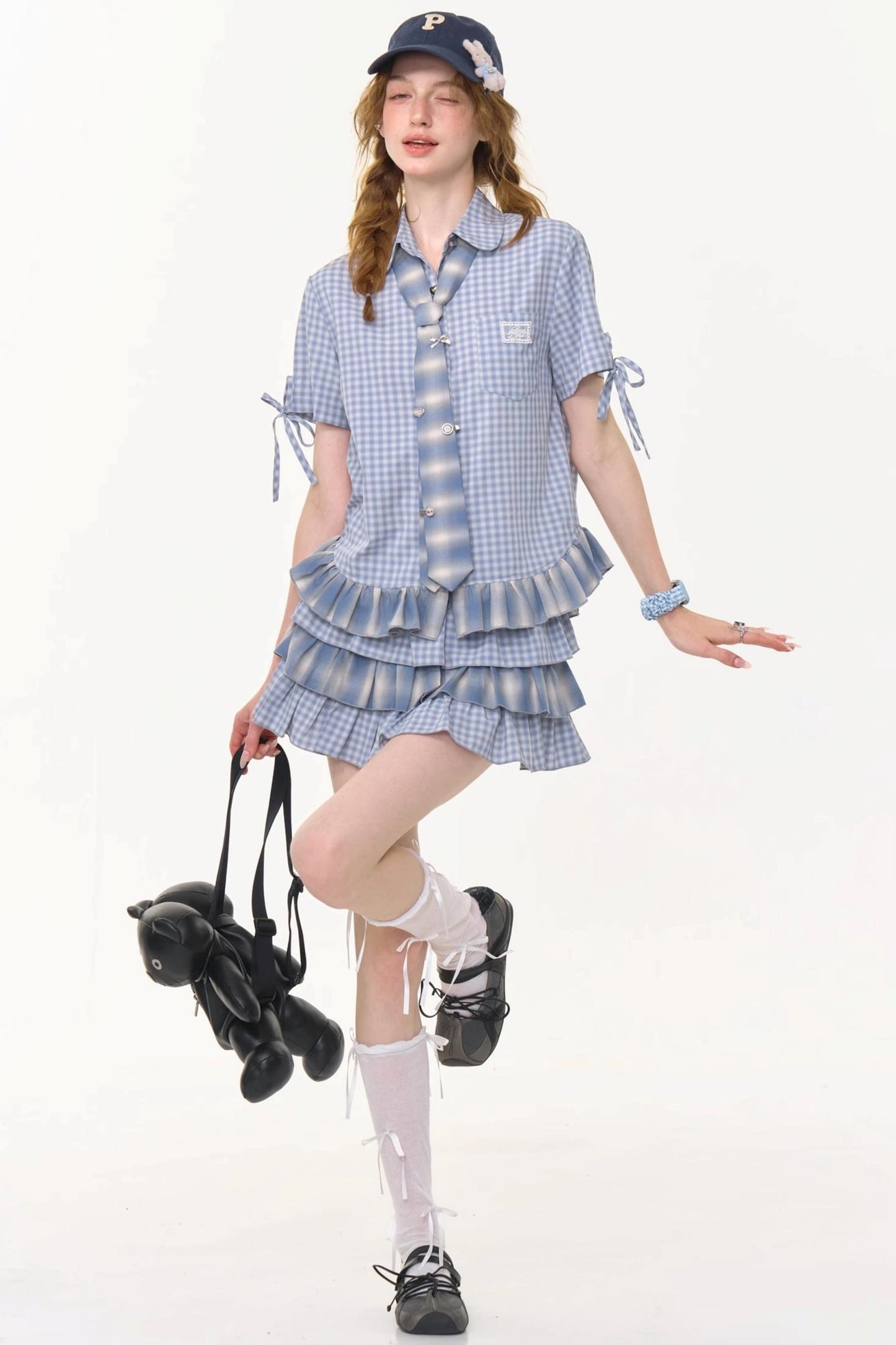 High-Waisted Tie-Dye Pleated Skirt