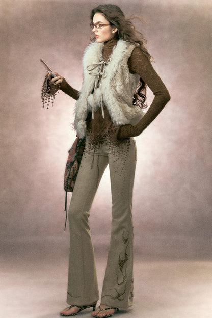 Retro Plush Patchwork Vest