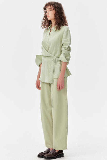 Mint Linen Shirt Pants Set-Up