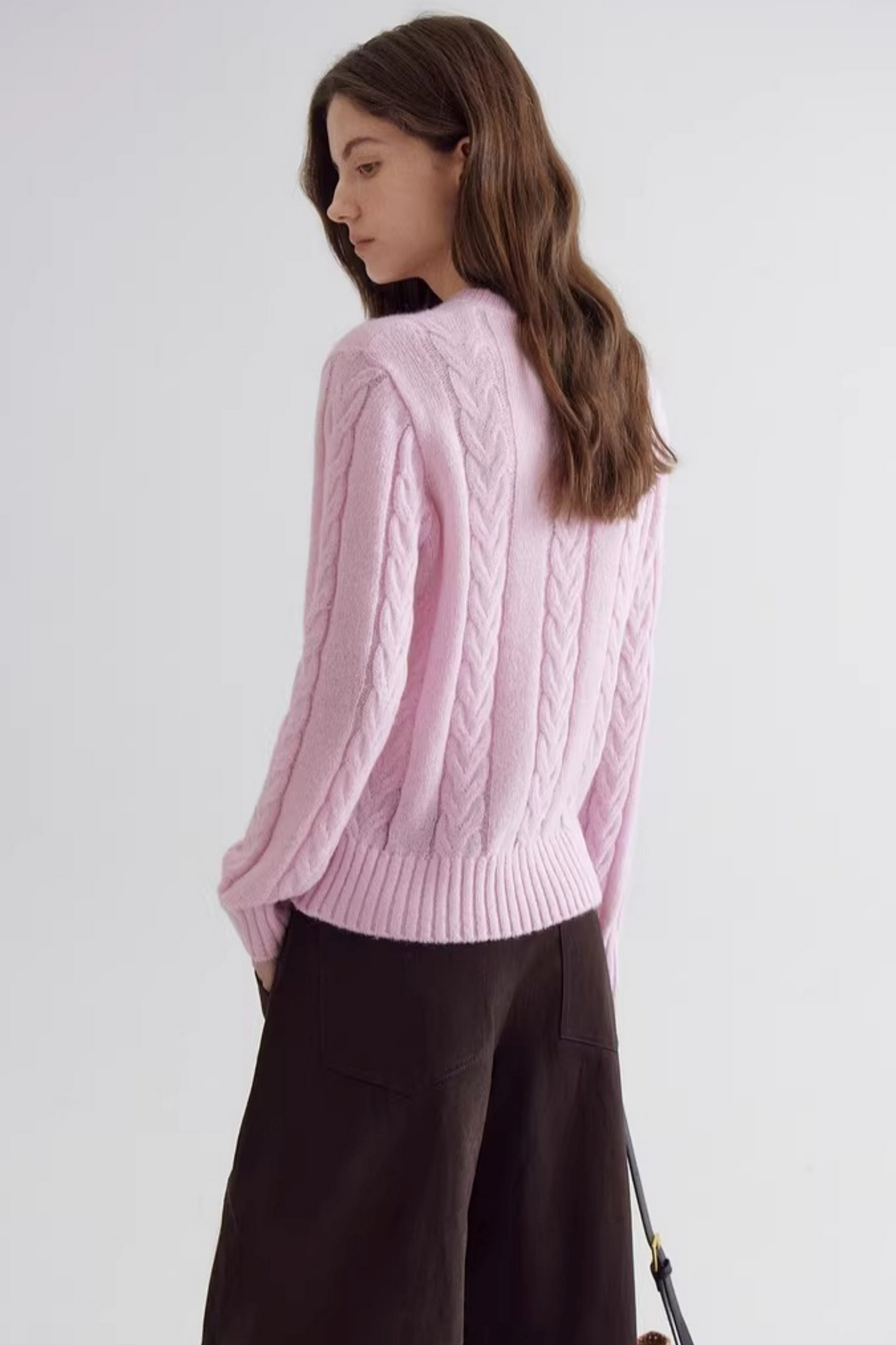 Pink Mohair V-Neck Sweater