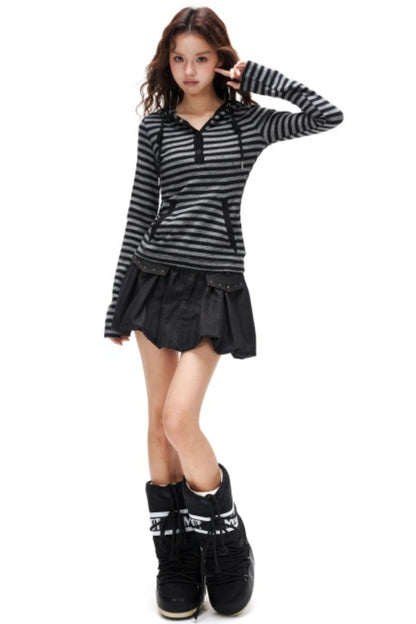 Spicy Striped Hooded Sweater