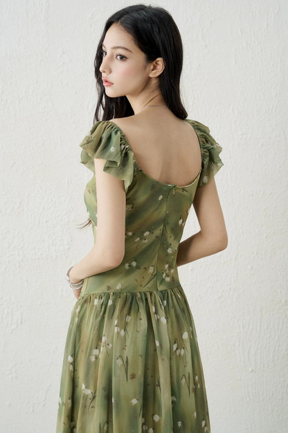 Green Floral Long Dress