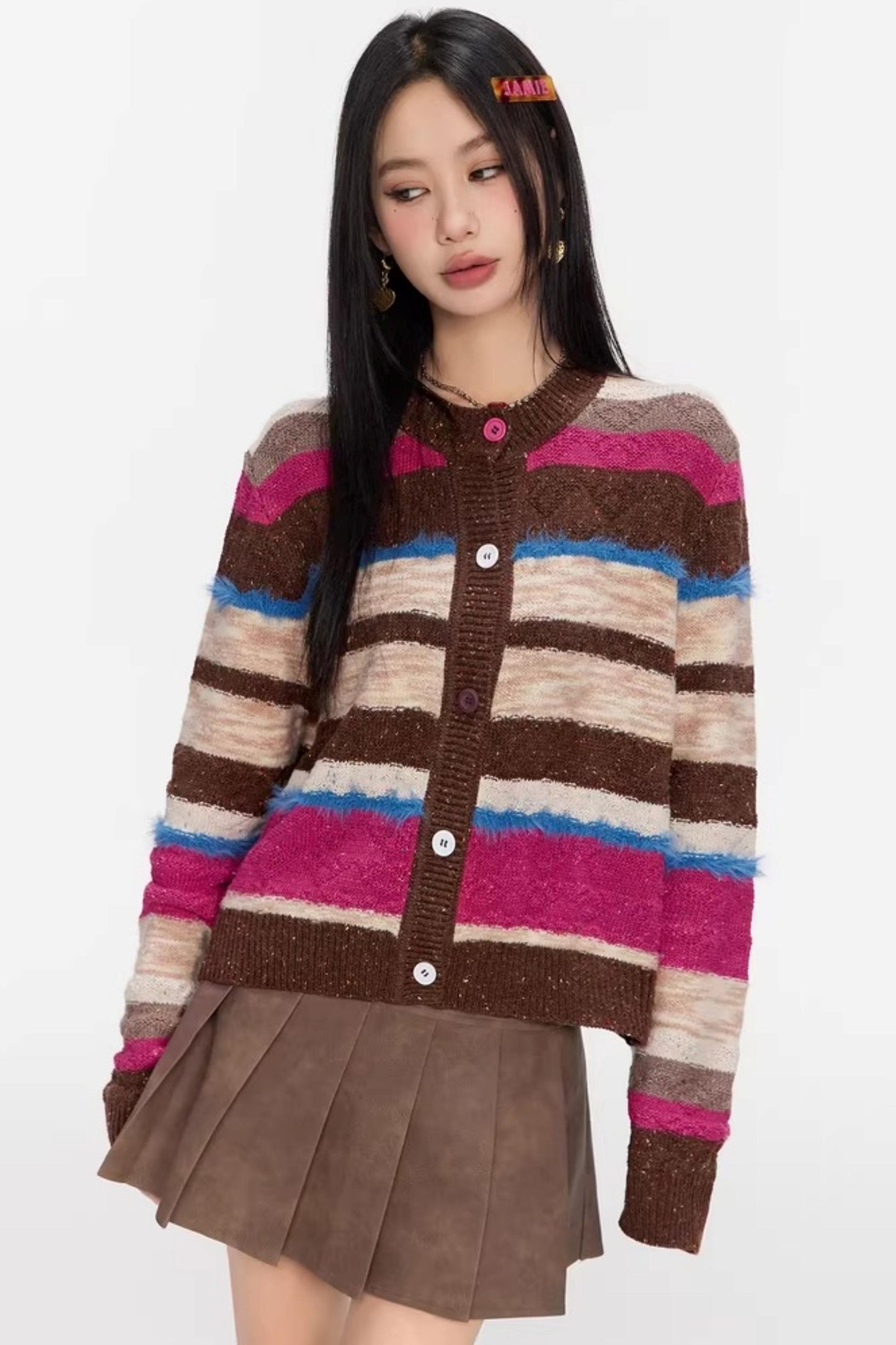 Melard Striped Knit Cardigan Top