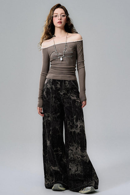 Dark Brown One-Shoulder Top