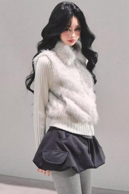 Soft Landing Fur Knit Jacket