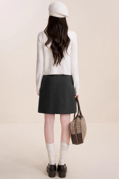 Tweed Lace-Up Skirt