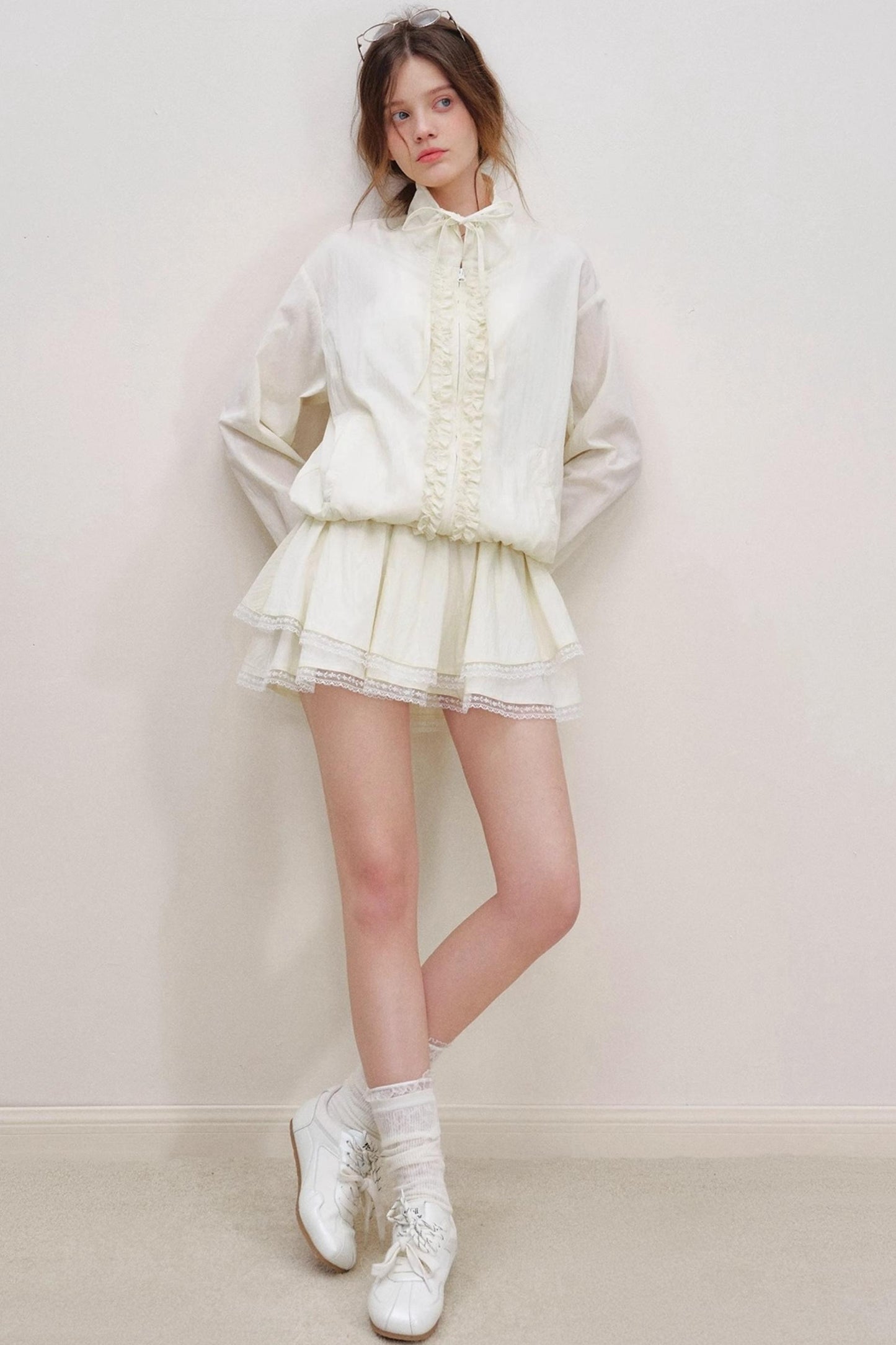 Tencel Drawstring Jacket Skirt Set-Up