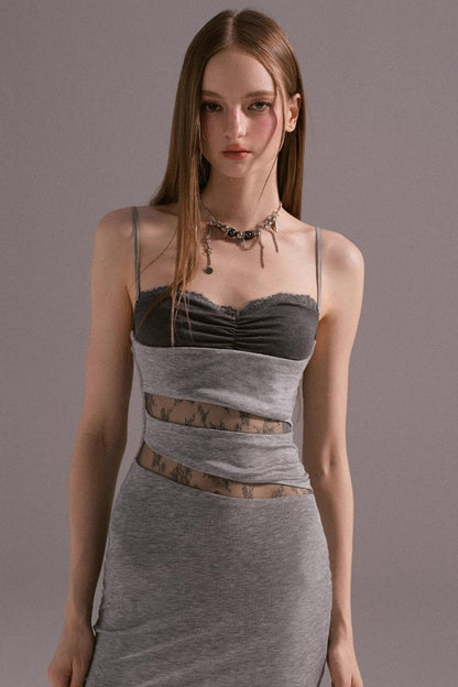 Hot Girl Patchwork Suspender Dress