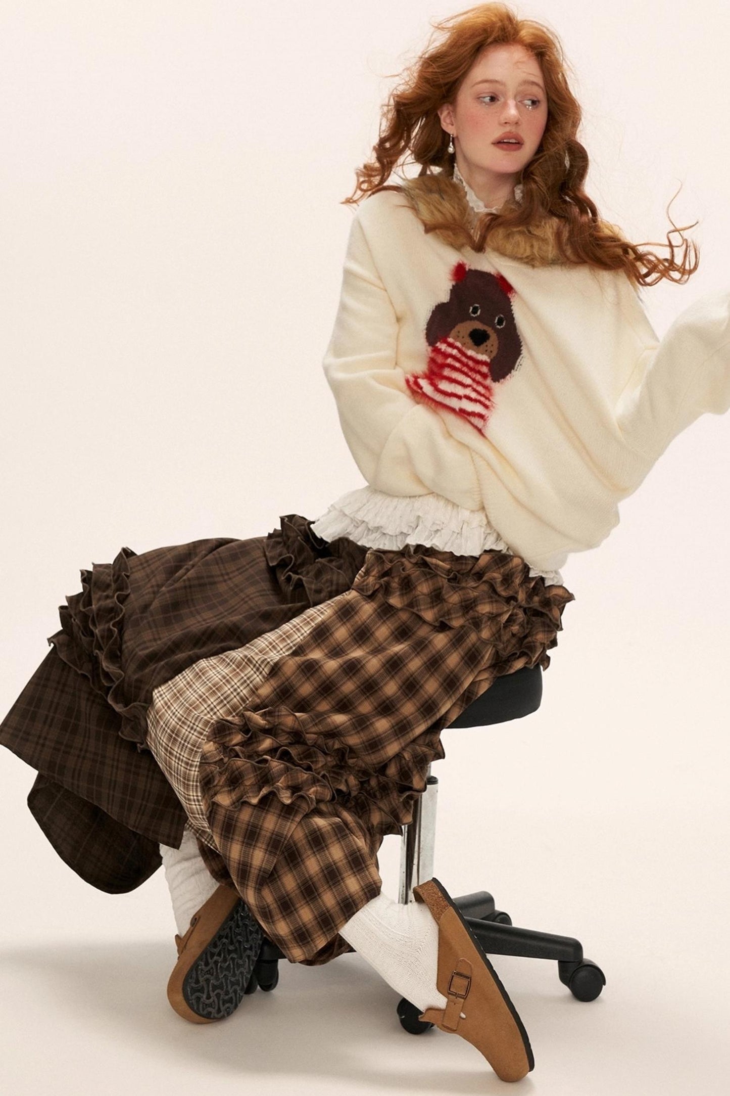 Patchwork Plaid Long Skirt