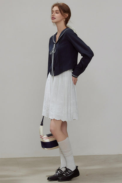 Navy Collar Womens Top