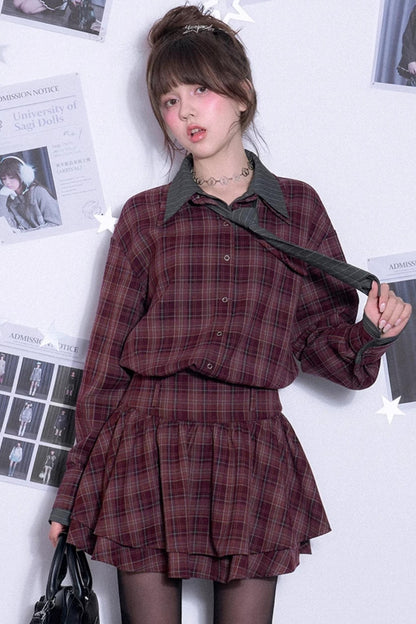 Versatile Red Plaid Spring Dress