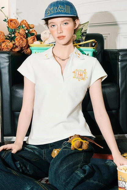 Embroidered Womens Polo Tee