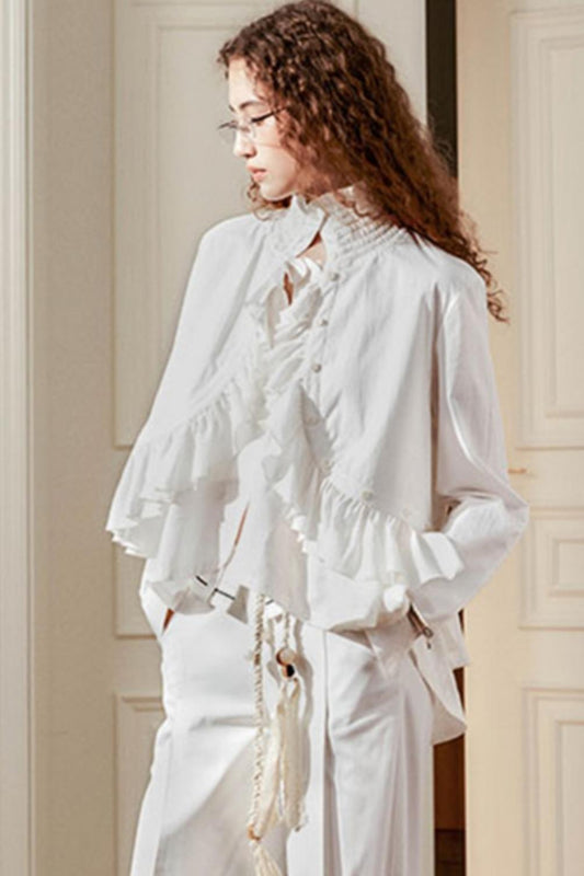 Irregular Ruffles Vintage Shirt