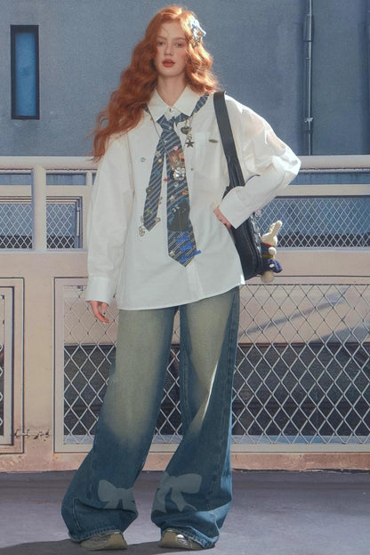 Retro Design Tie Print Shirt