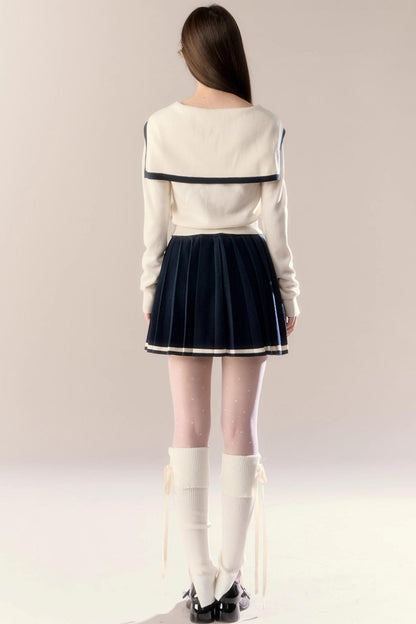 Navy Knitted Suit Set-Up