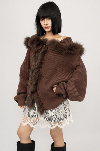 Fringe Knit Sweater Jacket