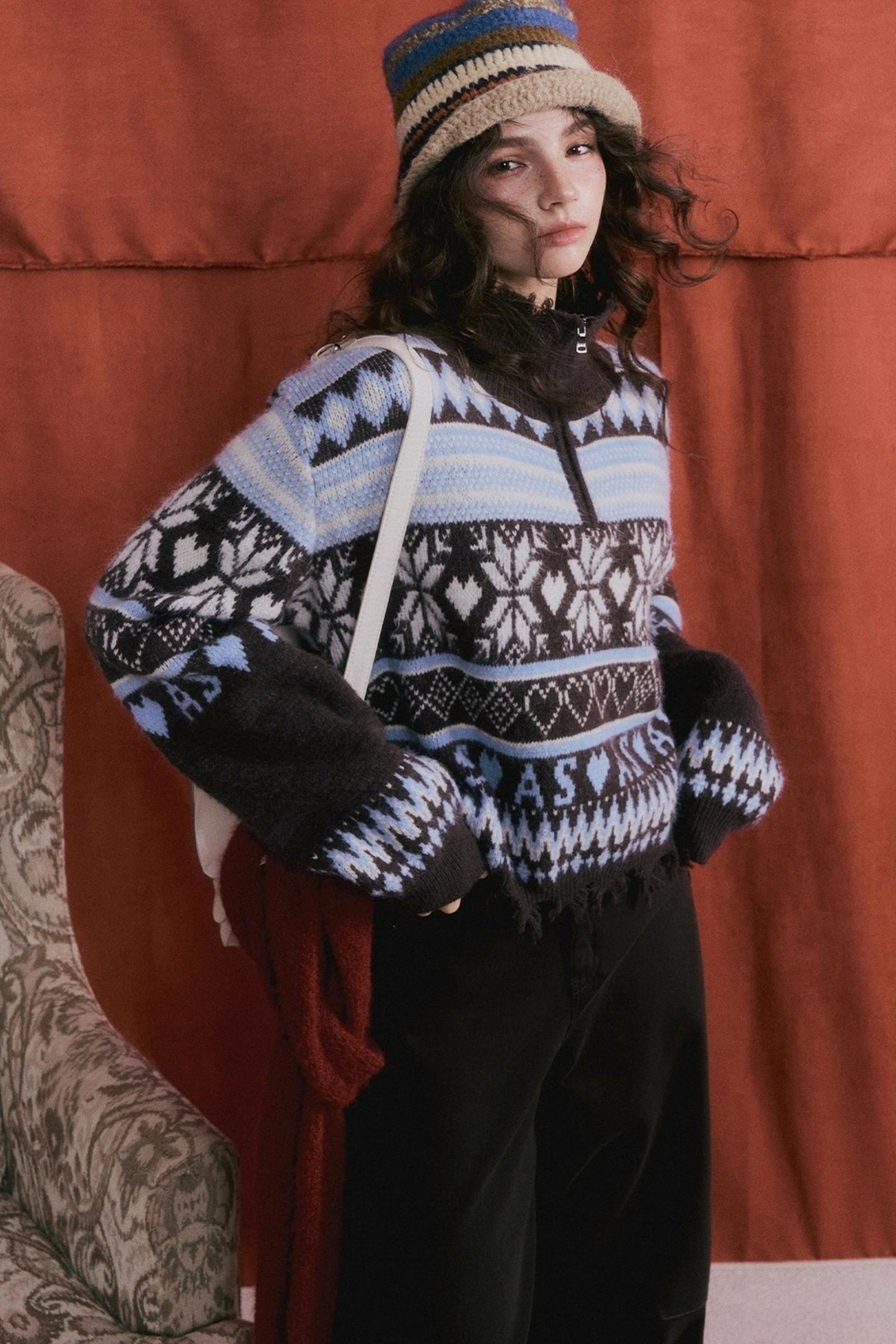 Fair Isle Knit Cardigan Set-Up