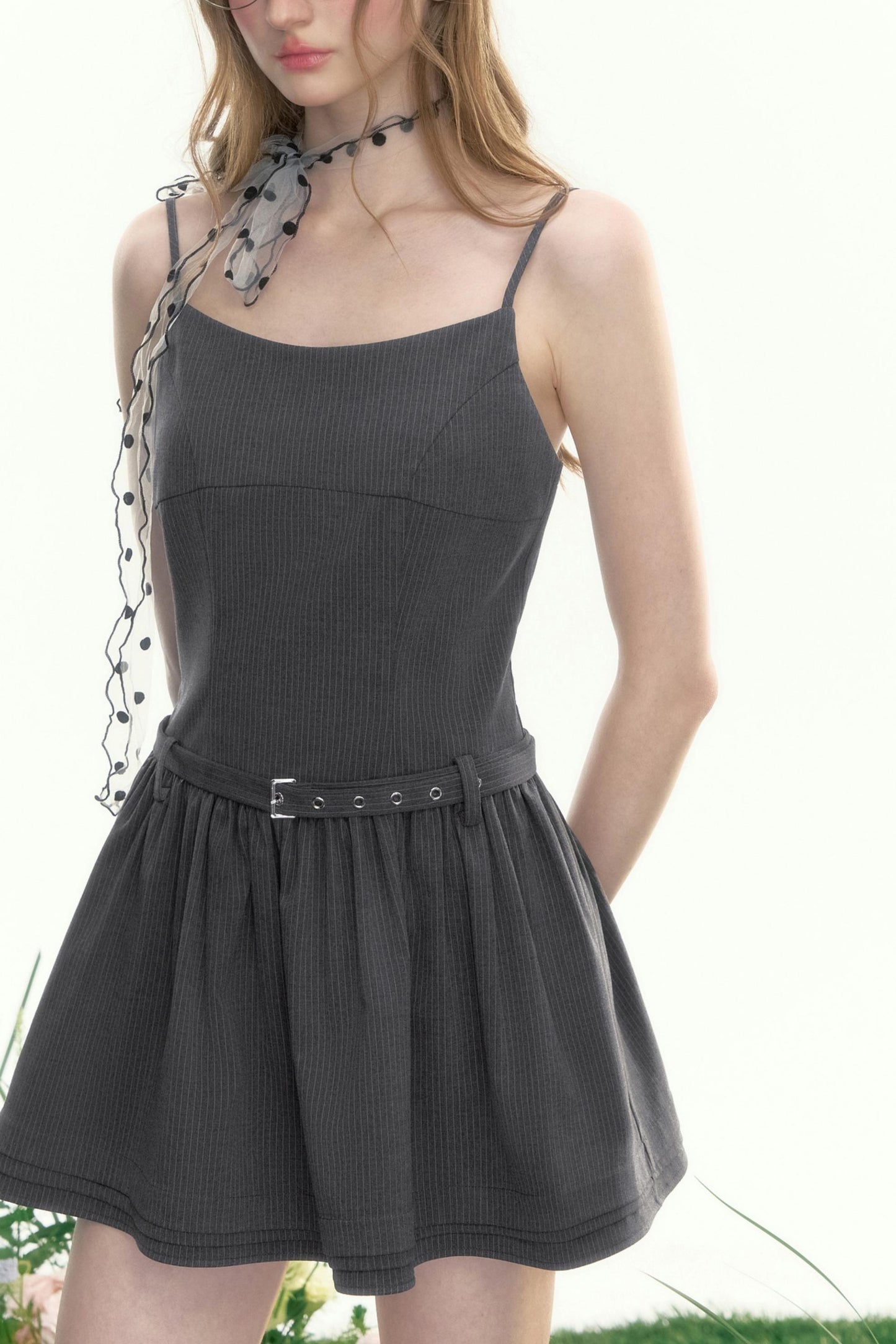 Gray Fantasy Striped Slip Dress