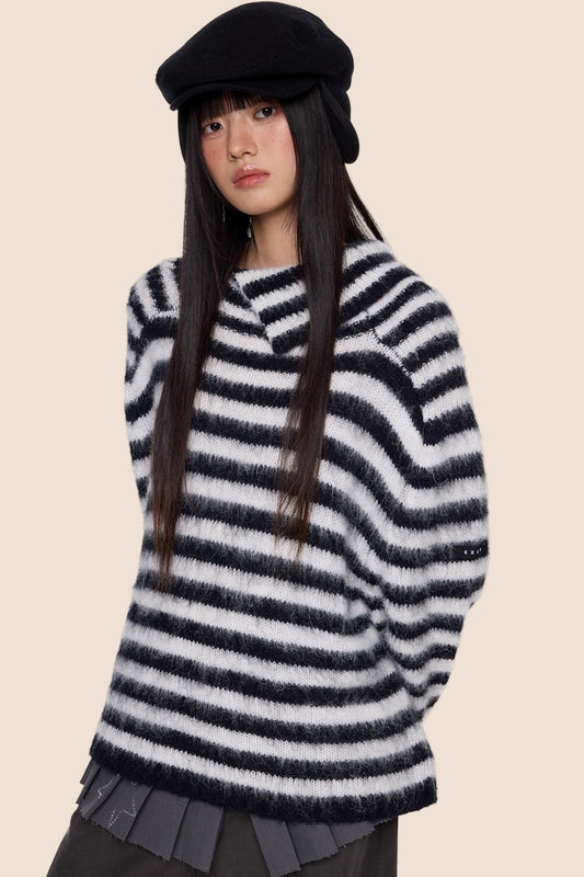 Irregular Lapel Knit Sweater