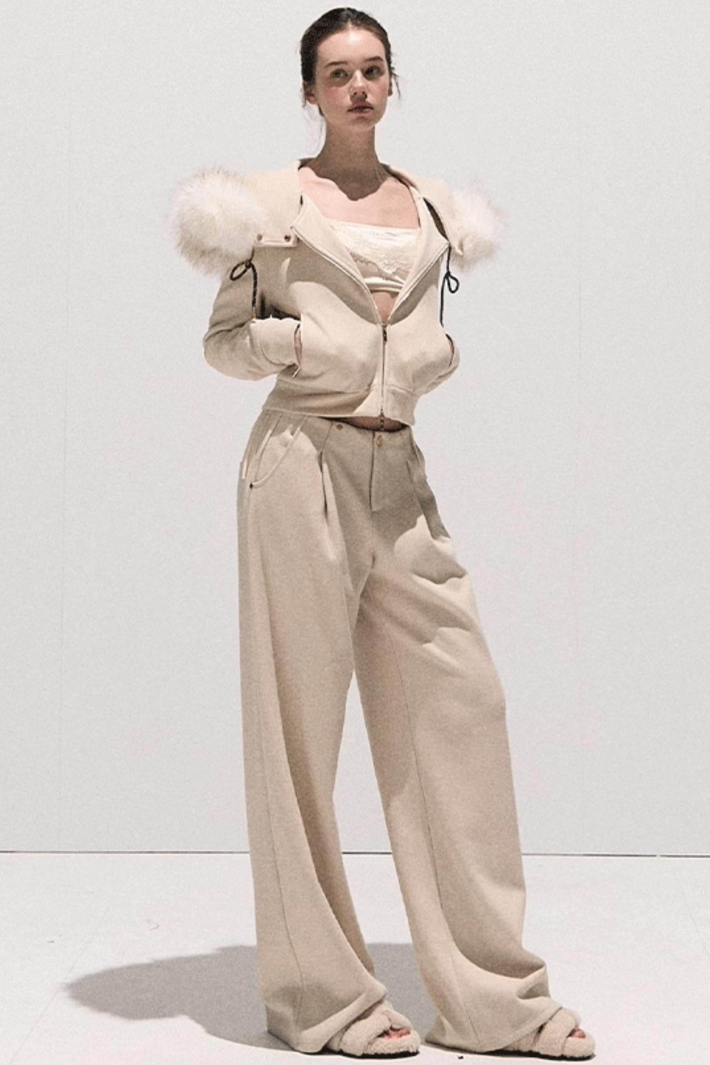 Basic Wool High-Waisted Wide-Leg Trousers