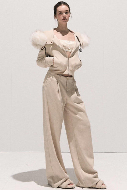 Basic Wool High-Waisted Wide-Leg Trousers