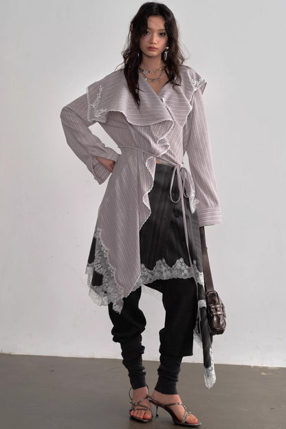 French Lace Ruffled Blouse