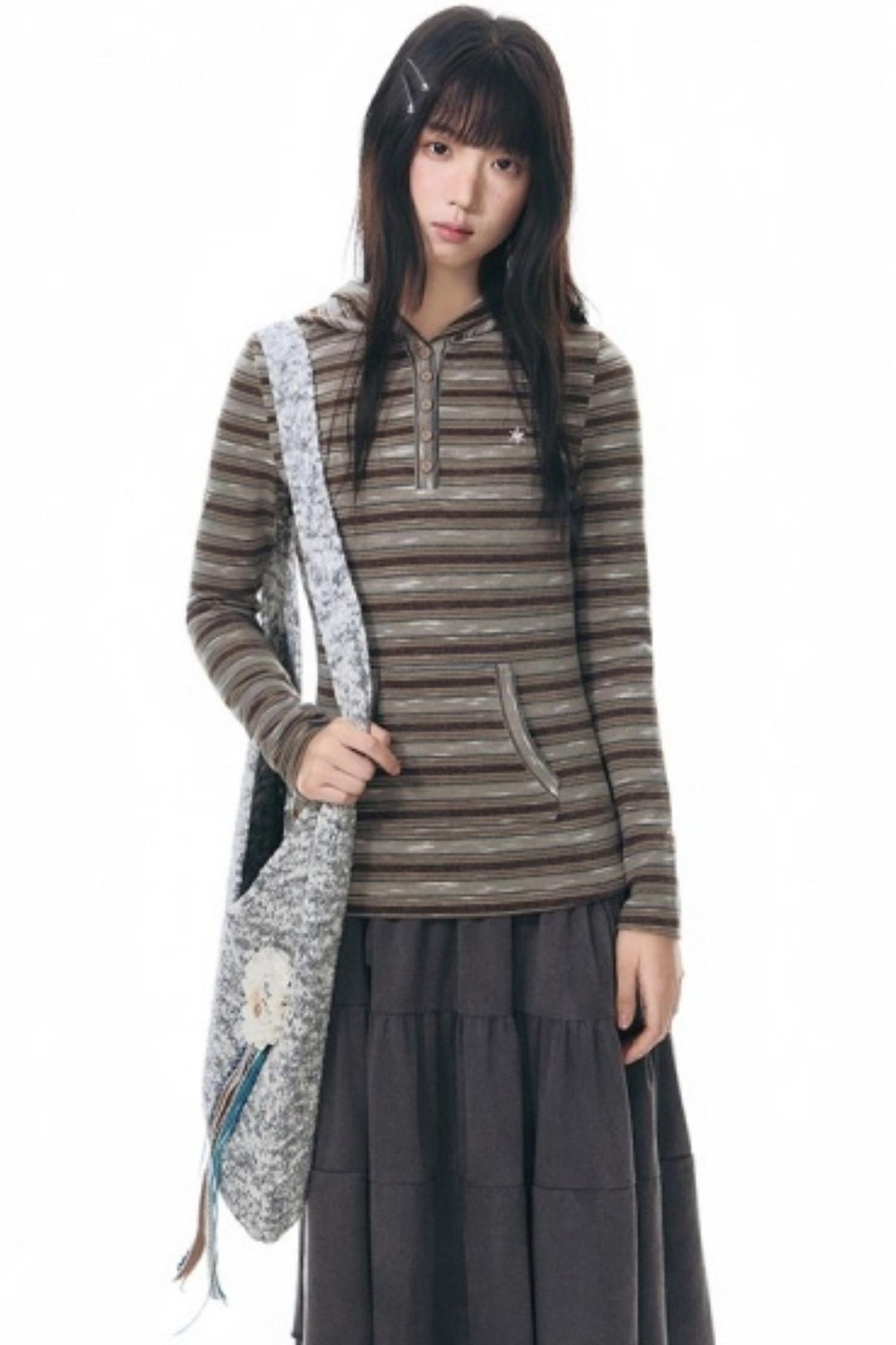 Striped Slimming Stretch Hoodie